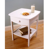 White Wood 1-Drawer Bedside Nightstand
